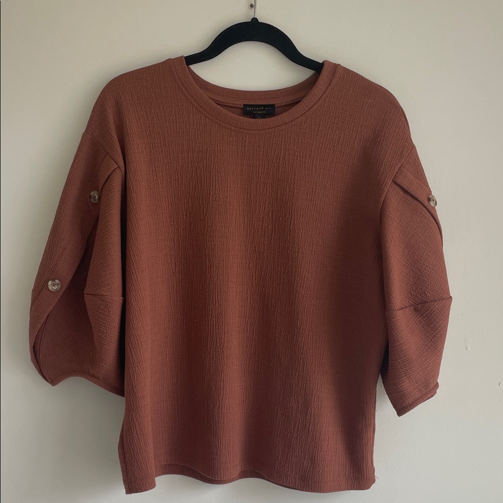 Current air Los Angeles Terracotta Knit Top with Button Accents